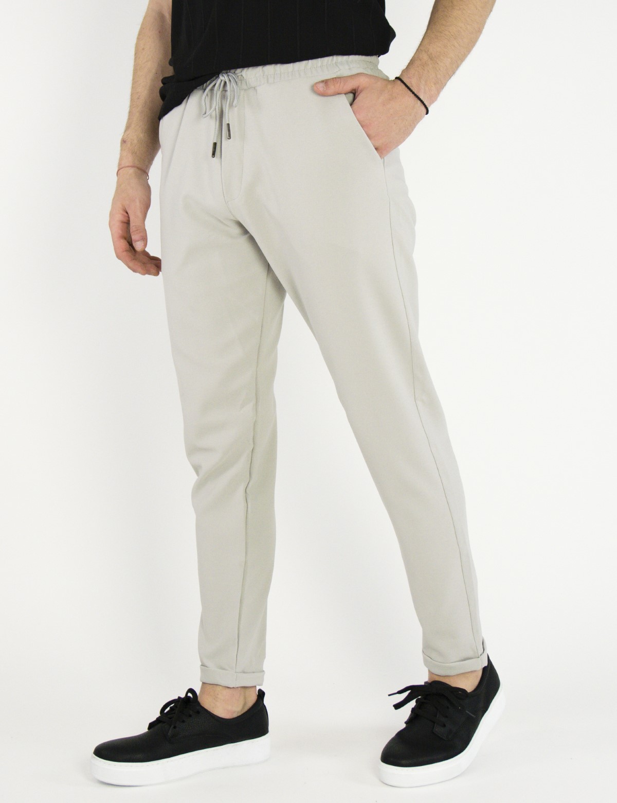 Ανδρικό γκρι υφασμάτινο παντελόνι loose fit PNT6342 φωτογραφία